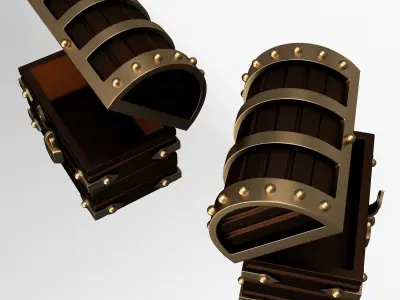 Chest Treasure Opened Low-poly 3D model