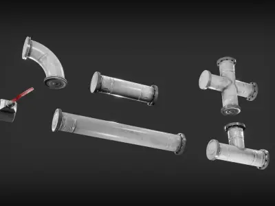 Pipes handle Low-poly 3D model