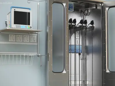 Hospital Double Door Scope Drying Cabinet 3D model