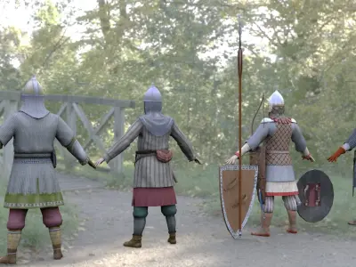 Warrior Russian Low-poly 3D model