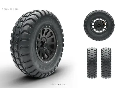 Off road tire pack of 6 assets  3D model