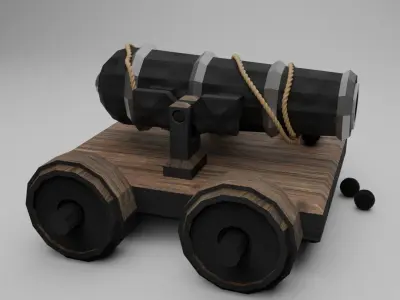 Low poly Classic Old Cannon Free low-poly 3D model