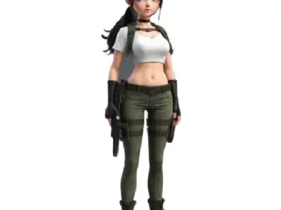 Female Army Modern Suit Low-poly 3D model