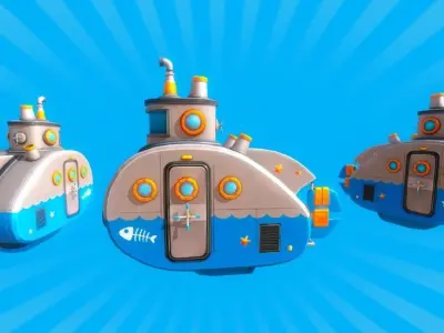 Stylized Submarine Low-poly 3D model