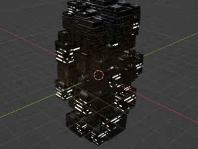 Sci fi night city building 4 Low-poly 3D model