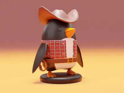 Cowboy penguim for 3D printing 3D print model 3D model
