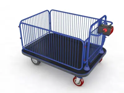 Supermarket Platform Trolley Transport 3D model