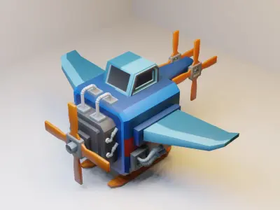 Propeller Cube Plane Fantasy  Low-poly 3D model