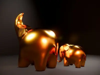 low poly Elephant sculpture 3D model