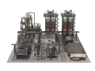 3D Industrial Plant Facility - 51 Objects Clean Quad Modeling 3D model