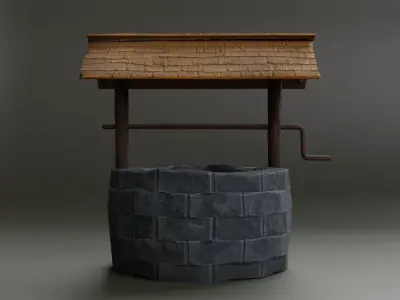 Medival stylized well Free low-poly 3D model