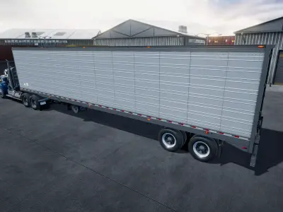 Truck with van trailer unity asset Low-poly 3D model