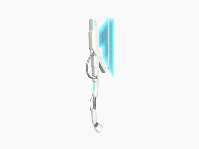 SciFi War Axe A02 White Blue - Sci Fi Weapon Design Low-poly 3D model