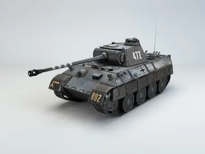 Low Poly Panzer V Panther D medium tank Low-poly 3D model