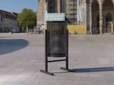 Perforated Street Waste Receptacle 04 Low-poly 3D model