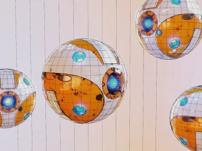 sci-fi futuristic balls mechanics Low-poly 3D model