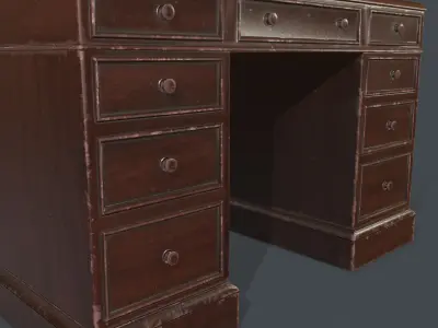 Old Vintage Desk Low-poly 3D model