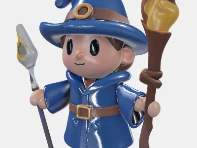 Cartoony Mage Free low-poly 3D model