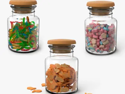 Glass Jars with Sweets Collection 3D model