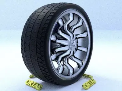ORTAS CAR RIM 37 GAME READY RIM TIRE AND DISC 3D model
