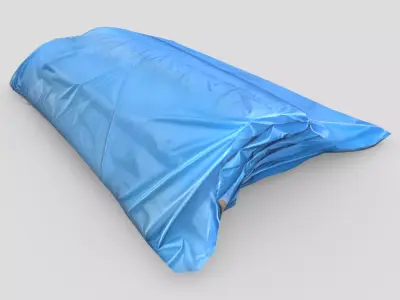 Folded Blue Tarp 3 Low-poly 3D model