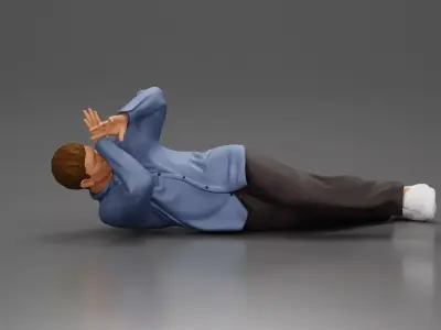 Man Lying on the Ground Defending Himself from an Attack 3D print model