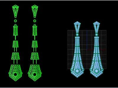 Brilliant Earrings with round gem stones 3D print model purchase