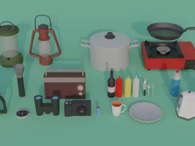 Campsite -  Camping Pack Low-poly 3D model