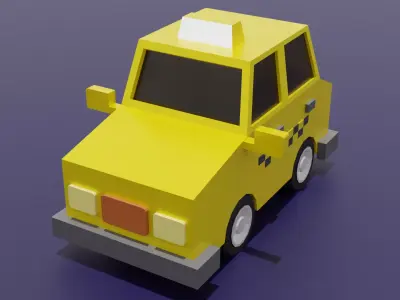 Low Poly Taxi Car 3D Model Stylized City Vehicle Game Asset Low-poly 3D model