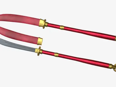 Japanese Spear Nagamaki 4 colors 3D model