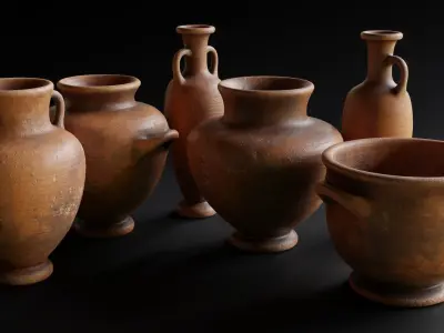 Old Clay Pots and Vases Low-poly 3D model