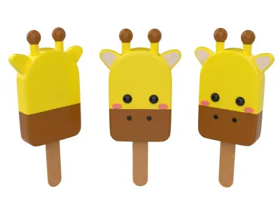 Cartoon Giraffe Ice Cream Cute Low-poly 3D model