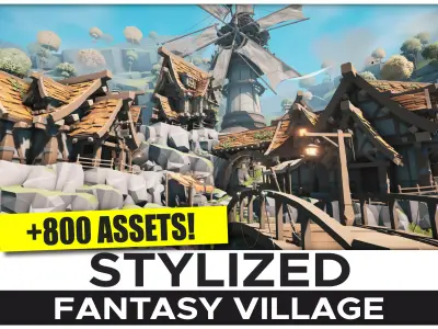 STYLIZED Fantasy Village - Low Poly 3D Art Low-poly 3D model