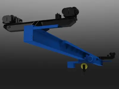Crane tow bar for truck 3D model