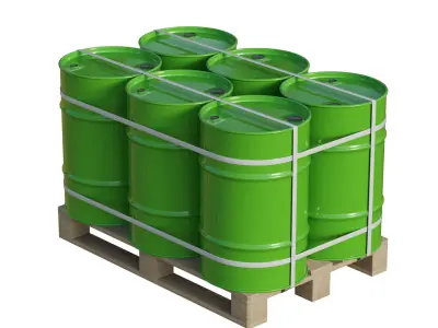 Barrels On Wooden Pallet 3D model
