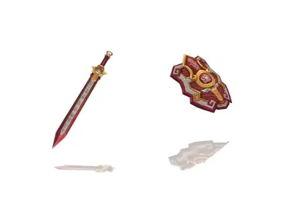 Runic - Sword and Shield Low-poly 3D model