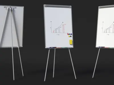Flip Chart Stand with Magnets and Sponge 3D model