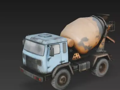Weathered Industrial Concrete Mixer Truck 3D Model Low-poly 3D model
