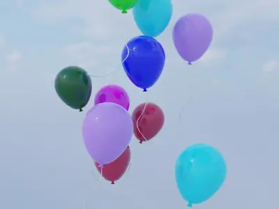 Set of colorful balloons Free low-poly 3D model