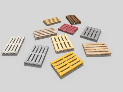 wooden pallets collection 2 Low-poly 3D model