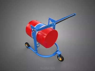 HEAVY DUTY DRUM BARREL TROLLEY CART BARROW HANDTRUCK HOLDER LIFT 3D model
