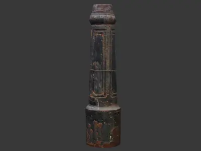 Rustic Cast Iron Bollard Low-poly 3D model