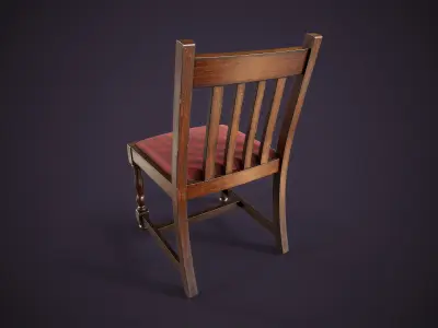 Vintage Wooden Chair Low-poly 3D model