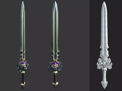 GAME ready Weapon Sword three swords Low-poly 3D model