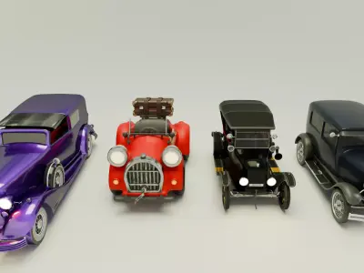 Vintage Classic Cars Collection 3D Model Pack Low-poly 3D model