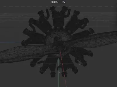 9-cylinder radial engine 3D model