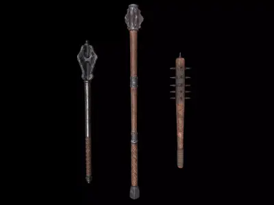 Mazze medievali Low-poly 3D model