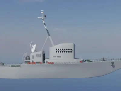 Destroyer ship Low-poly 3D model Free low-poly 3D model