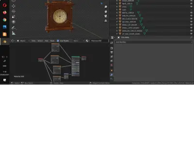 Wooden old-fashion retro clock PBR 3D model