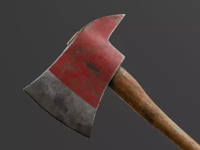 Worn Fire Axe Game Ready PBR Asset Low and High Poly 4K Textures Low-poly 3D model